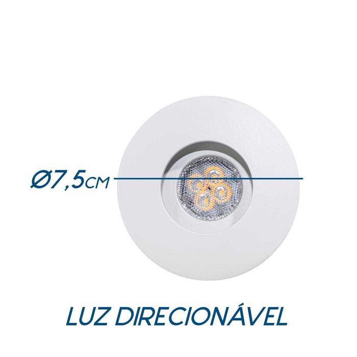 Spot Branco Redondo Embutir Gu10 P/ Mini Dicroica EB-1009 ST1828