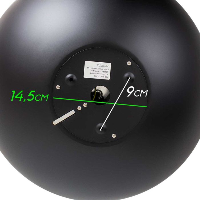 Plafon Tonia Meia Bola Lua Preto 50cm LED 36W FG007BK Starlux ST2397