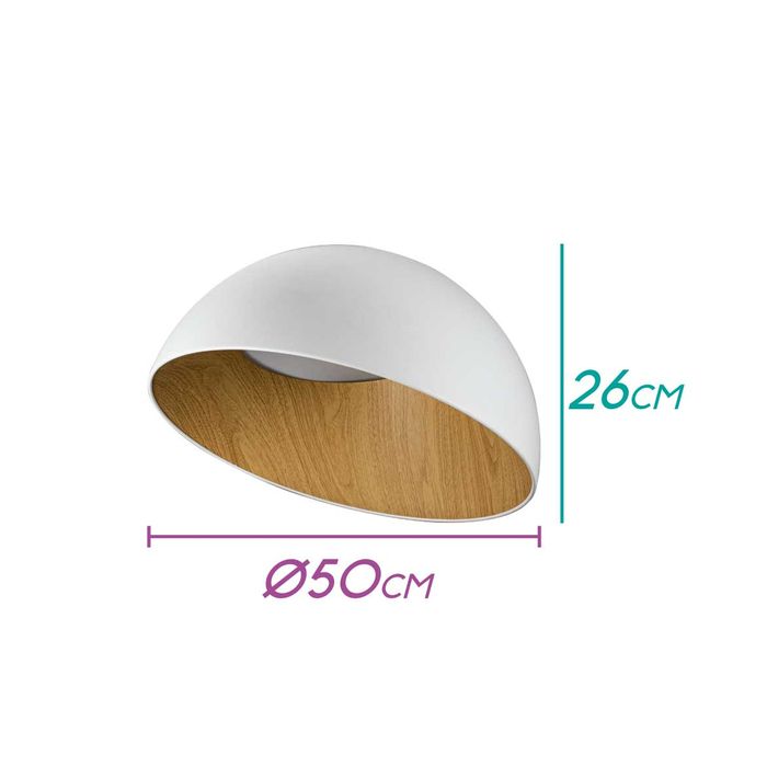 Plafon Tonia Meia Bola Lua Branco 50cm LED 36W FG007WH Starlux ST2397