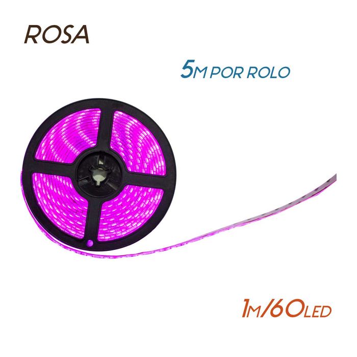 FITA LED 12V 14,4W/M Luz Rosa IP65 5M St5050-Starlumen-