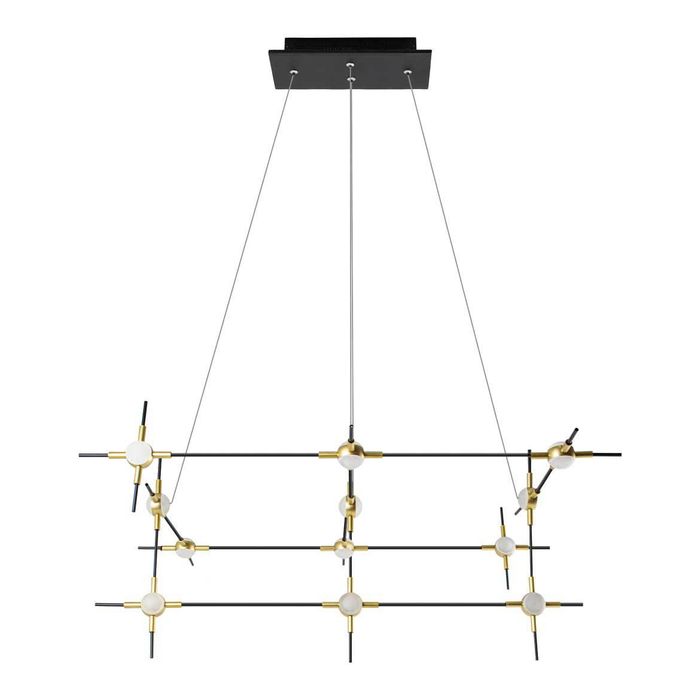 Pendente Link Preto Dourado Led 48w 80cm Bella Ft001 St2185