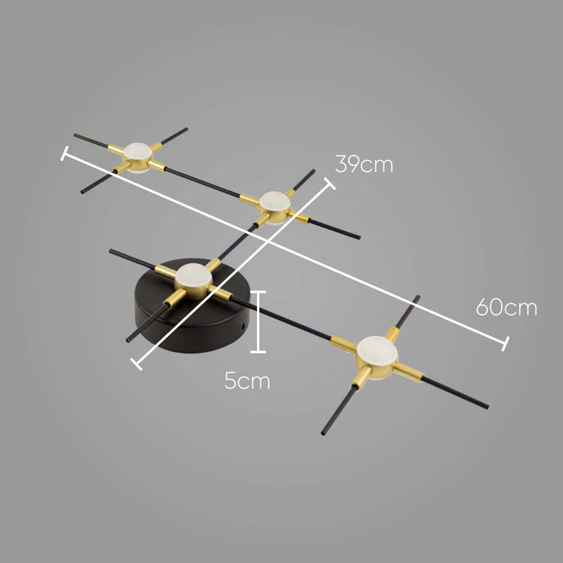 Arandela Link Preto Dourado Led 14w 39x60cm Ft002 St2133