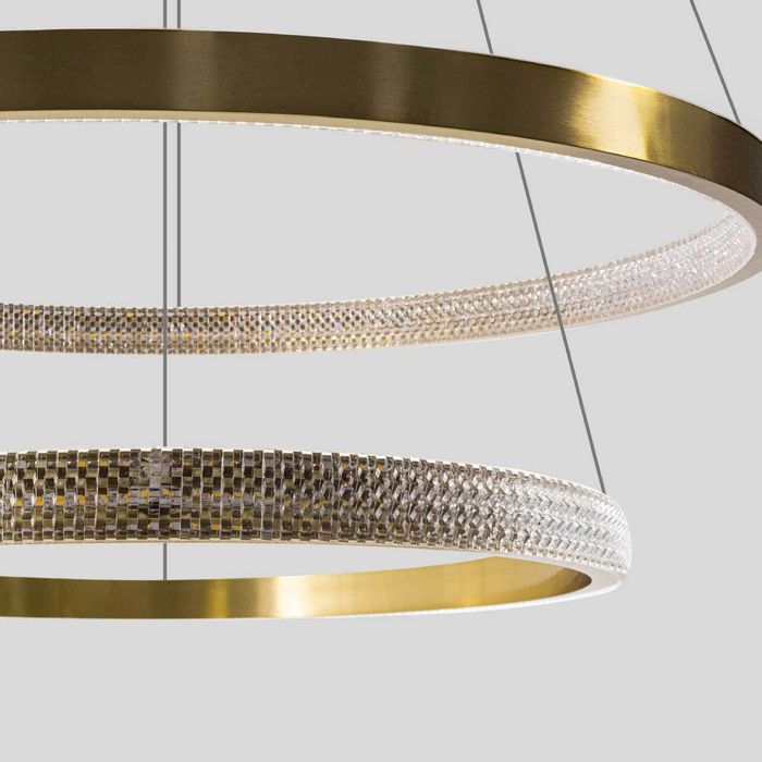 Lustre Pendente Oca Dourada 2 Arcos 54W Bella Iluminação GD002 ST1877