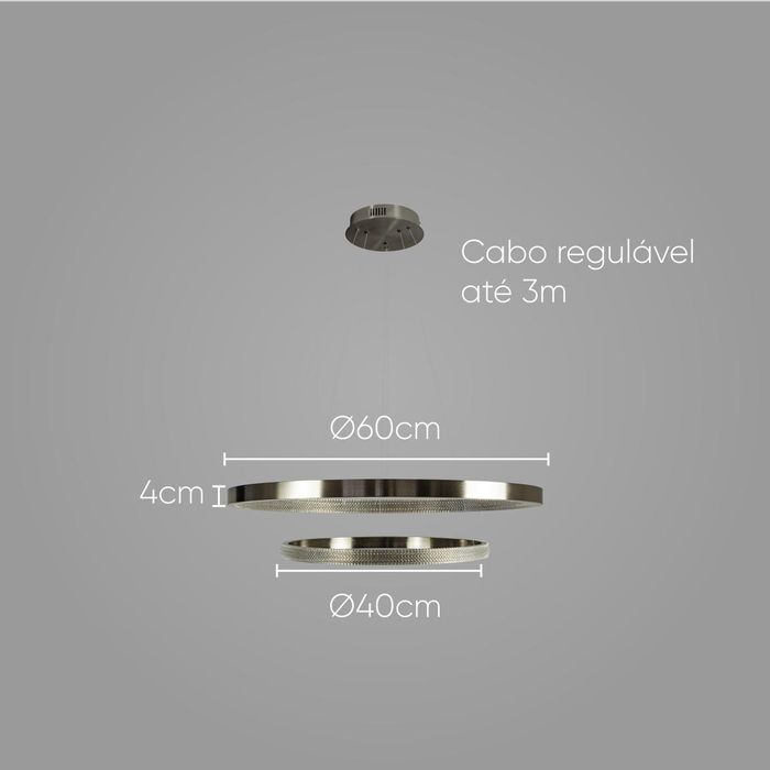 Lustre Pendente Oca Nickel 2 Arcos 54W Bella Iluminação GD002NK ST1877