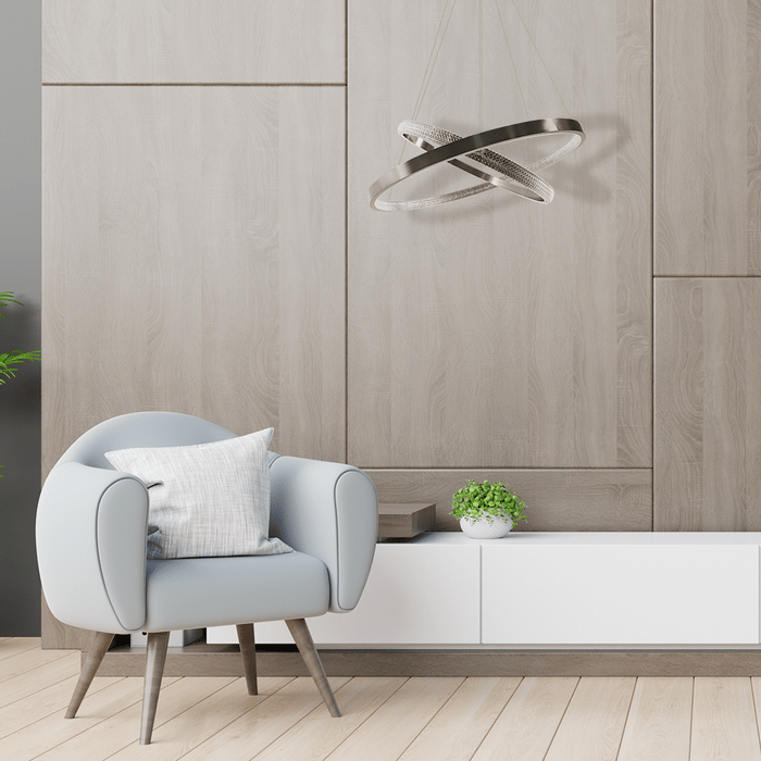 Lustre Pendente Oca Nickel 2 Arcos 54W Bella Iluminação GD002NK ST1877