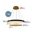 Lustre Pendente Bella Oca 2 Aneis 80 e 60cm 74w GD003 ST1878