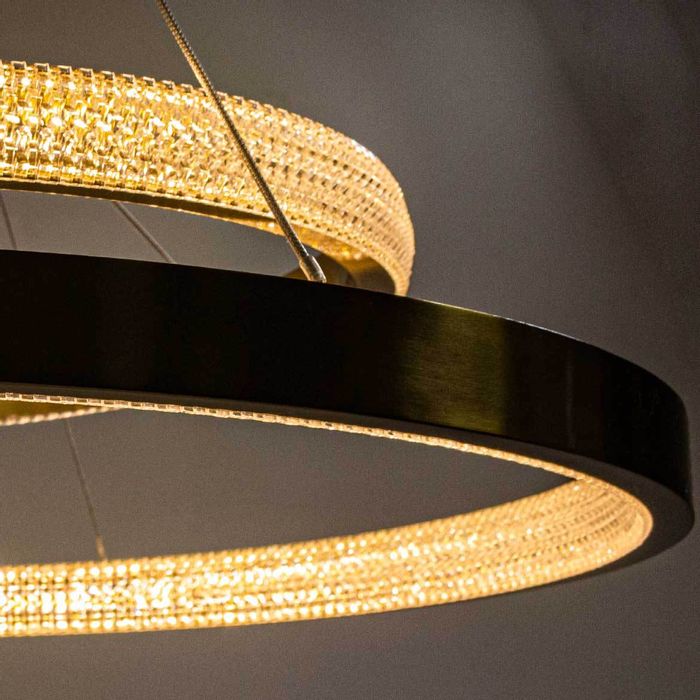 Lustre Pendente Oca Dourada 2 Arcos 54W Bella Iluminação GD002 ST1877