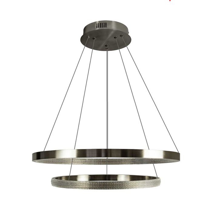 Lustre Pendente Bella Oca 2 Aneis 80 e 60cm 74W GD003NK ST1878