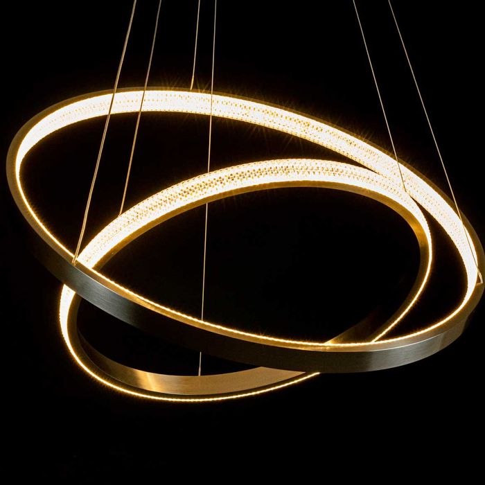 Lustre Pendente Bella Oca 2 Aneis 80 e 60cm 74W GD003NK ST1878