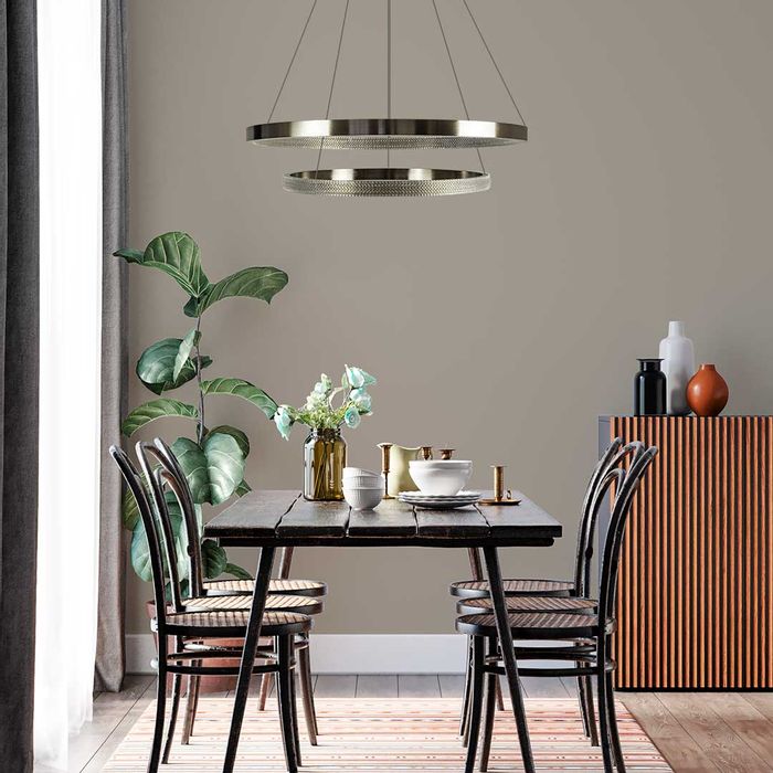 Lustre Pendente Bella Oca 2 Aneis 80 e 60cm 74W GD003NK ST1878