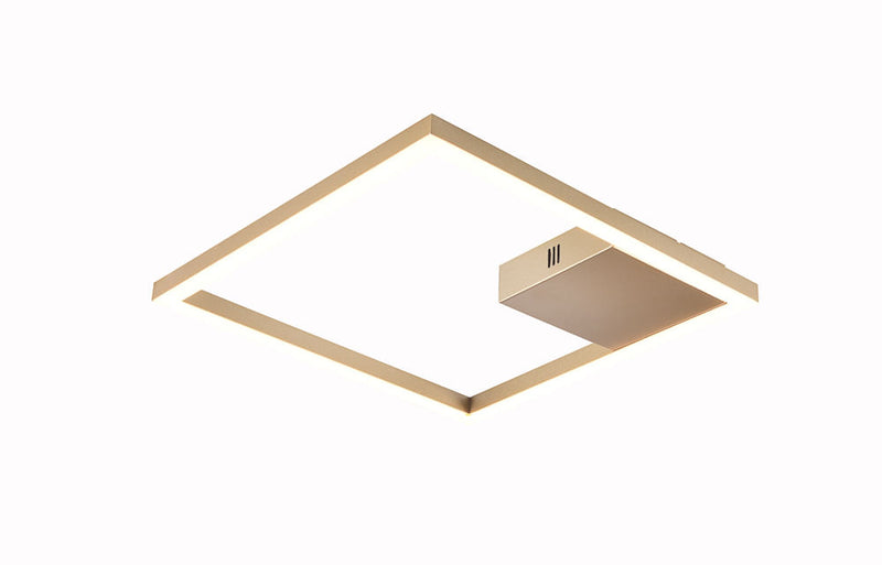 Plafon Tec Dourado (c)40cm (l)40cm (a)4cm  1x30w 3000k 1790lm - GD014G - Bella Iluminação