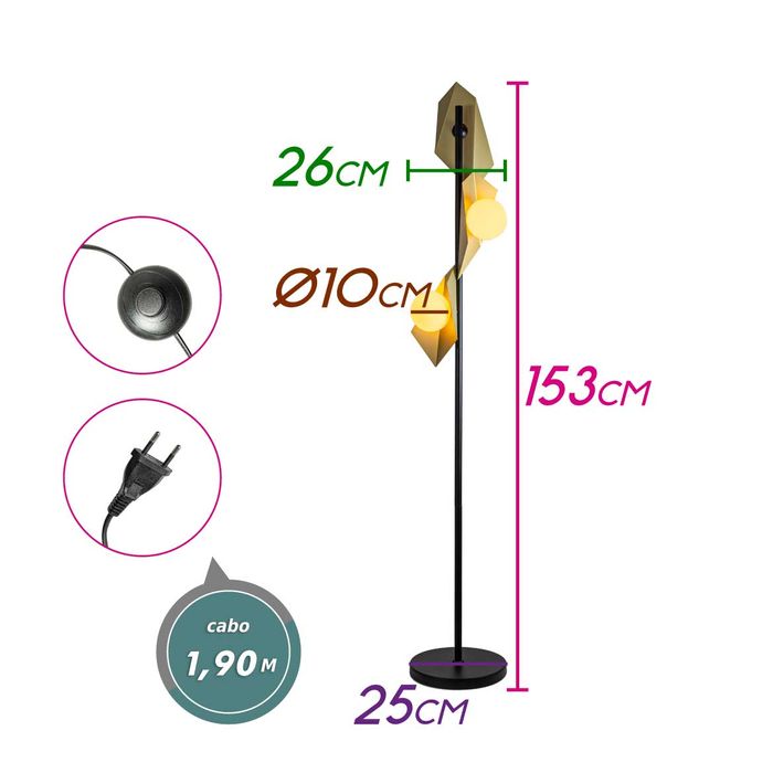 Luminária de Chão Coluna Floki GH-007 Starlux ST2401