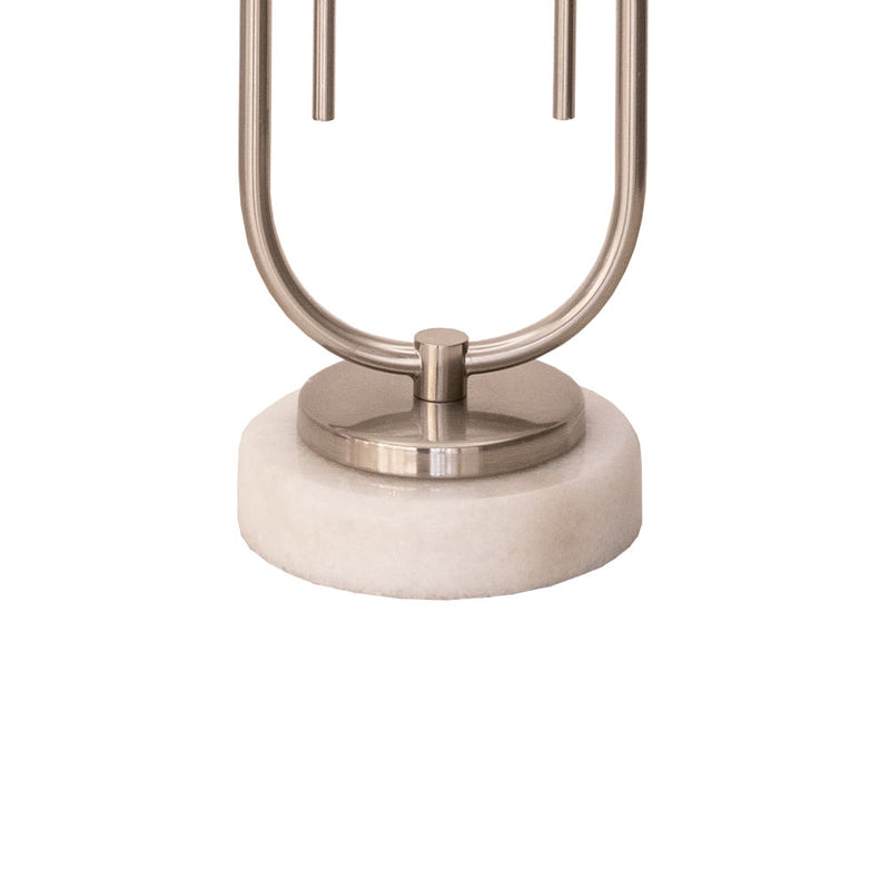 Base Para Abajur Mônaco Nickel e Branco (d)14cm (a)42cm  1xe27 40w - GL015N - Bella Iluminação