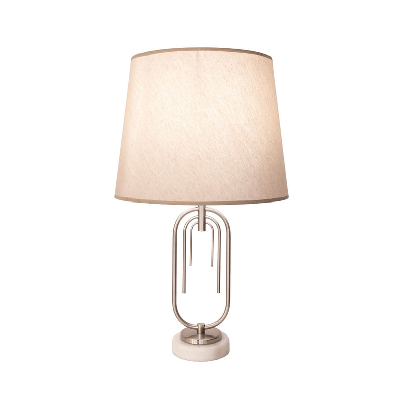 Base Para Abajur Mônaco Nickel e Branco (d)14cm (a)42cm  1xe27 40w - GL015N - Bella Iluminação