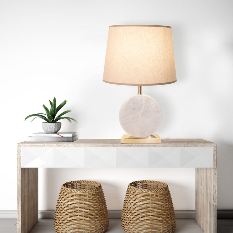 Base Para Abajur Biagio Dourado  e Branco (d)22cm (c)cm (a)37cm  1xe27 40w - GL016WG - Bella Iluminação