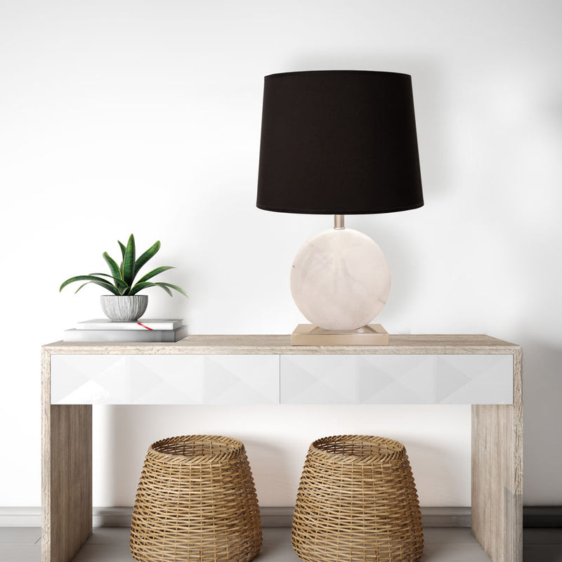 Base Para Abajur Biagio Nickel e Branco (d)22cm (c)cm (a)37cm  1xe27 40w - GL016WN - Bella Iluminação