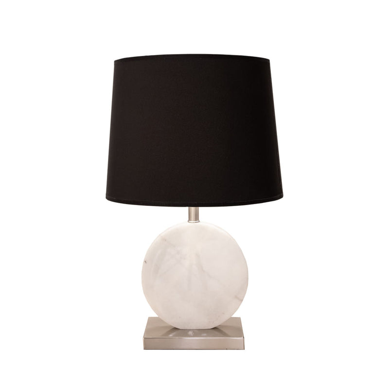 Base Para Abajur Biagio Nickel e Branco (d)22cm (c)cm (a)37cm  1xe27 40w - GL016WN - Bella Iluminação
