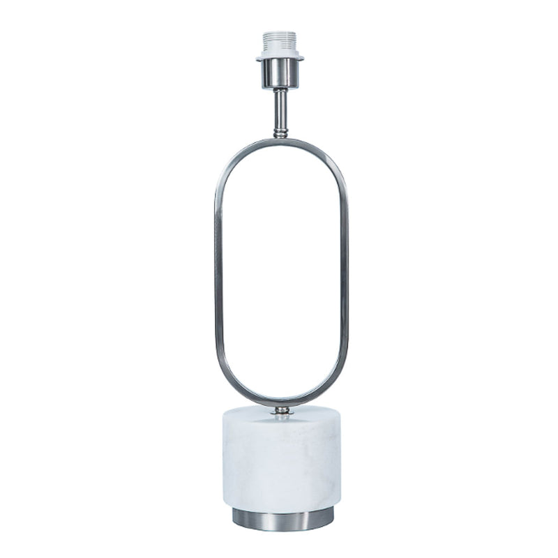 Base Para Abajur Ovale Nickel e Branco (d)16cm (c)cm (a)56cm  1xe27 40w - GL019N - Bella Iluminação