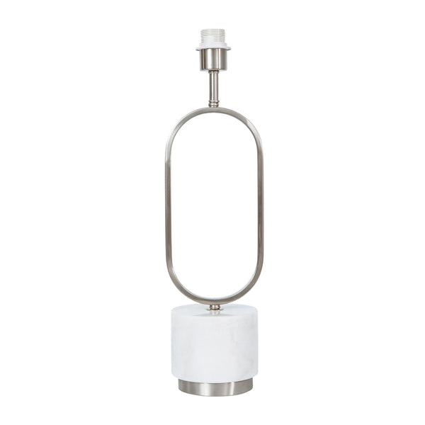Base Para Abajur Ovale Nickel e Branco (d)16cm (c)cm (a)56cm  1xe27 40w - GL019N - Bella Iluminação