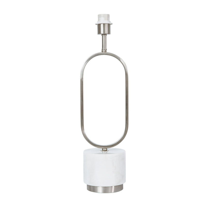 Base Para Abajur Ovale Nickel e Branco (d)16cm (c)cm (a)56cm  1xe27 40w - GL019N - Bella Iluminação