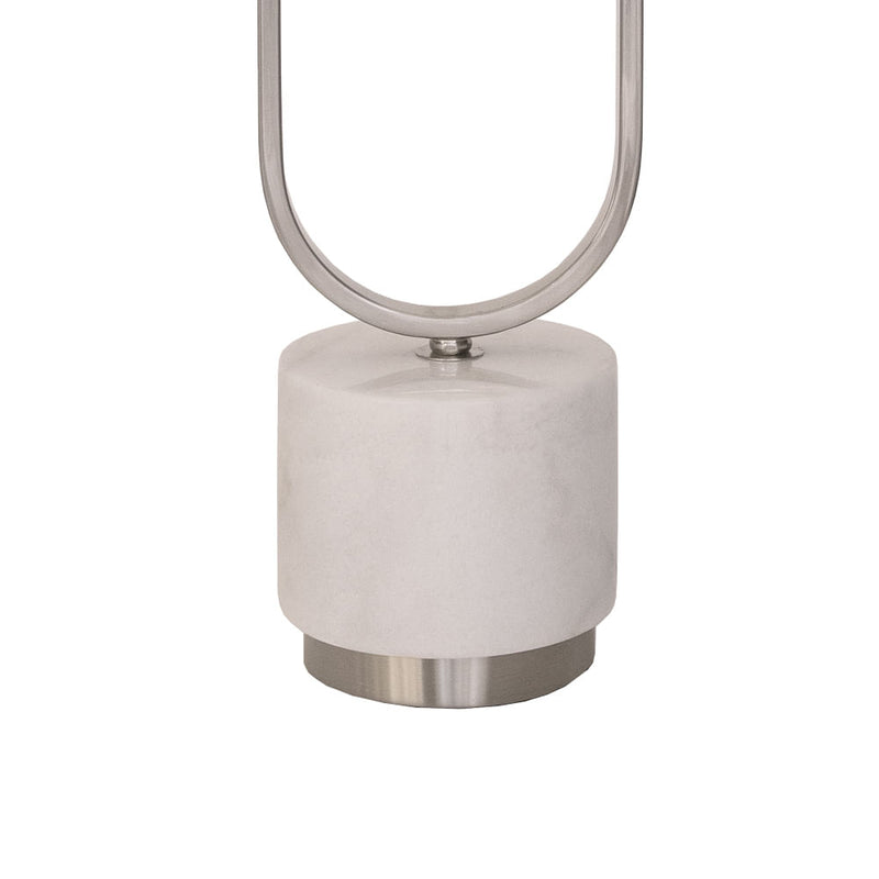 Base Para Abajur Ovale Nickel e Branco (d)16cm (c)cm (a)56cm  1xe27 40w - GL019N - Bella Iluminação