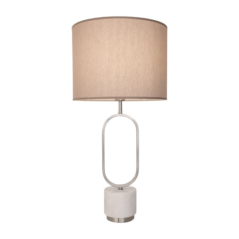 Base Para Abajur Ovale Nickel e Branco (d)16cm (c)cm (a)56cm  1xe27 40w - GL019N - Bella Iluminação