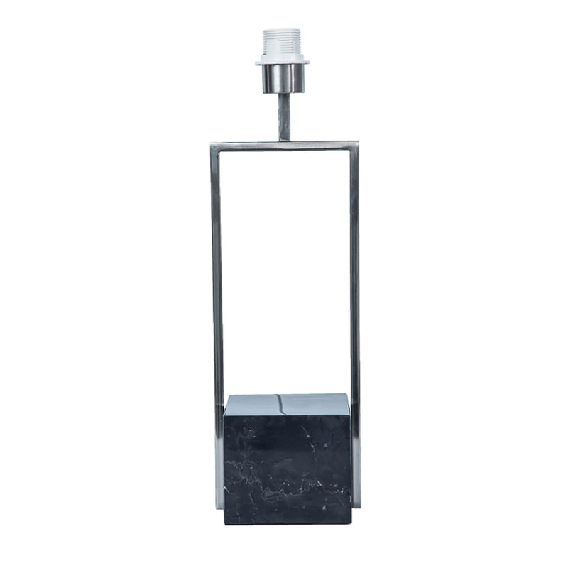 Base Para Abajur Quadratto Nickel e Preto (c)13cm (l)15cm (a)50cm  1xe27 40w - GL020N - Bella Iluminação