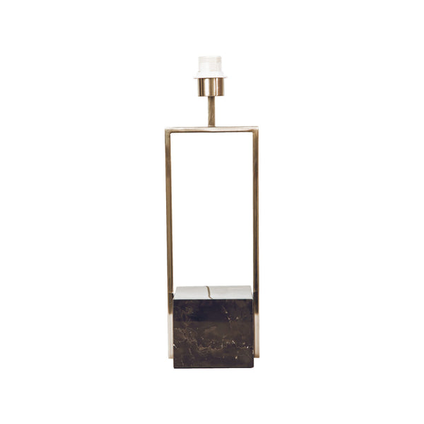 Base Para Abajur Quadratto Nickel e Preto (c)13cm (l)15cm (a)50cm  1xe27 40w - GL020N - Bella Iluminação