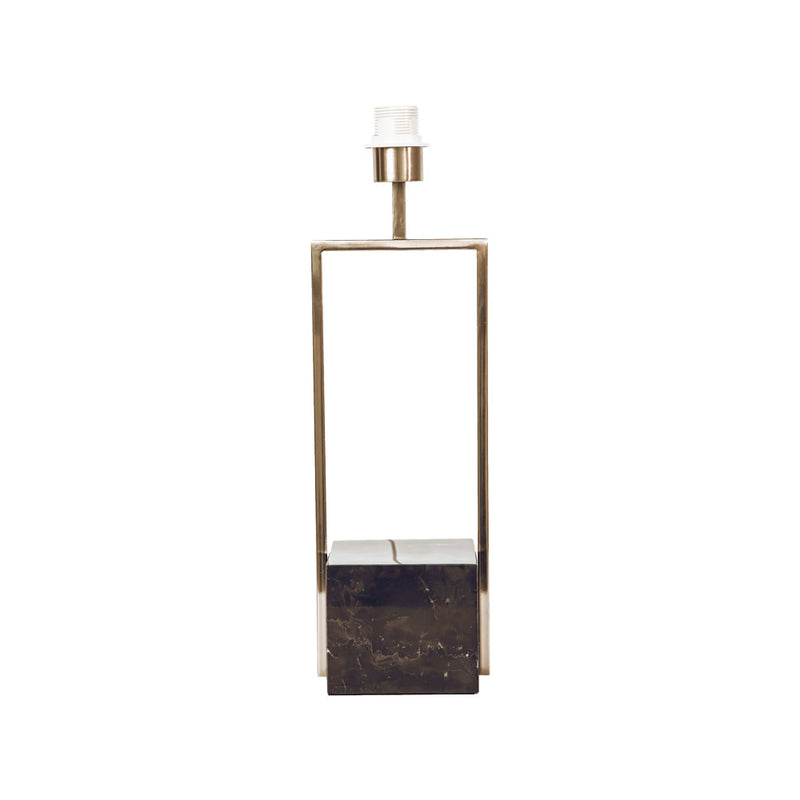 Base Para Abajur Quadratto Nickel e Preto (c)13cm (l)15cm (a)50cm  1xe27 40w - GL020N - Bella Iluminação
