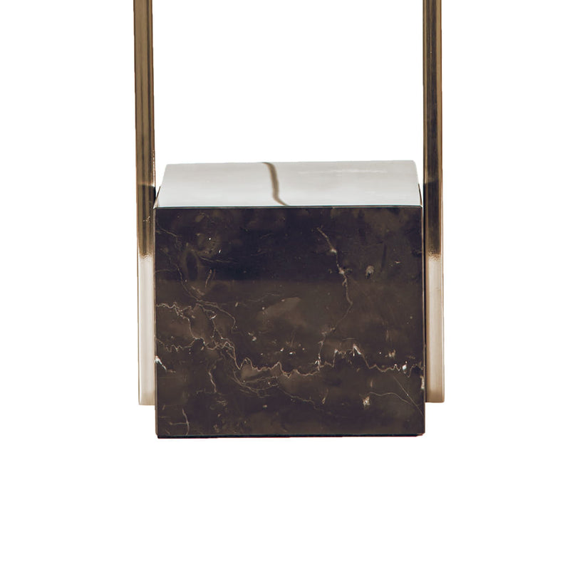 Base Para Abajur Quadratto Nickel e Preto (c)13cm (l)15cm (a)50cm  1xe27 40w - GL020N - Bella Iluminação