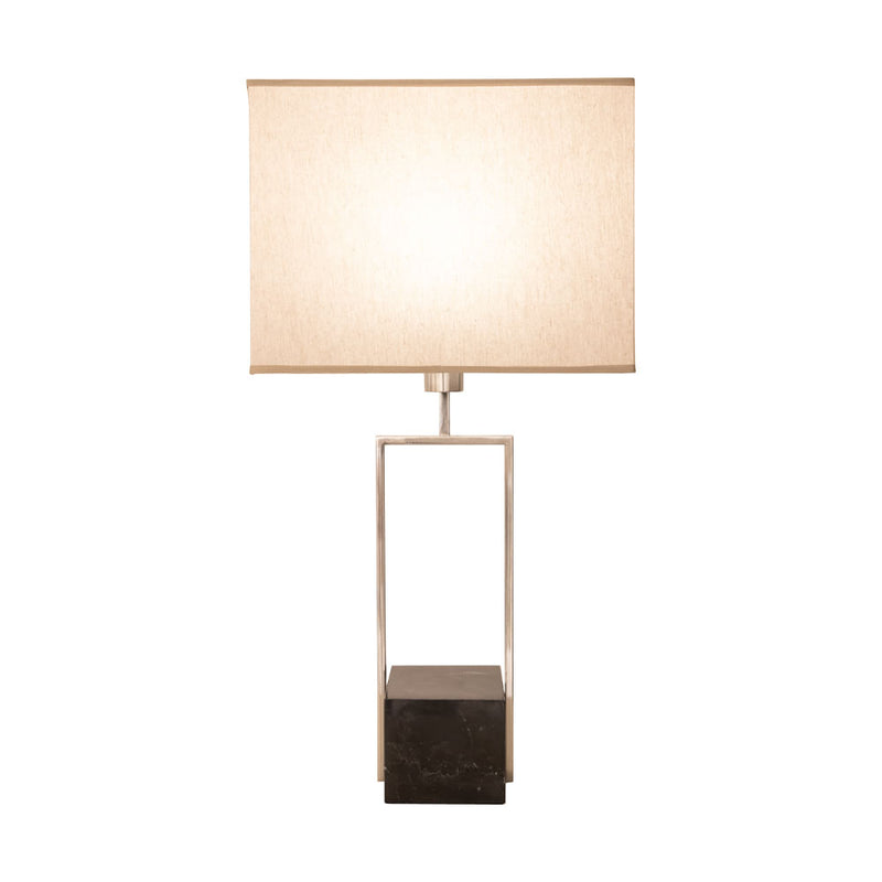 Base Para Abajur Quadratto Nickel e Preto (c)13cm (l)15cm (a)50cm  1xe27 40w - GL020N - Bella Iluminação