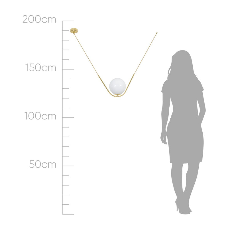 Pendente Cora Gold Brilho Cúpula Globo Vidro Leitoso P/ 1 Lamp G9 GW1398-1S ST1753