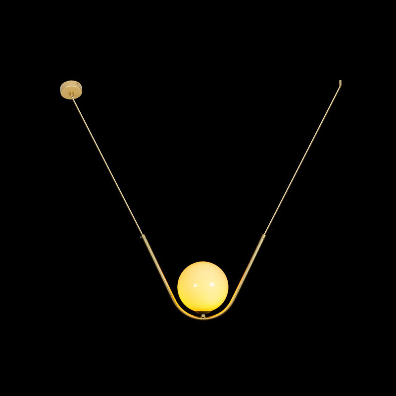 Pendente Cora Gold Brilho Cúpula Globo Vidro Leitoso P/ 1 Lamp G9 GW1398-1S ST1753