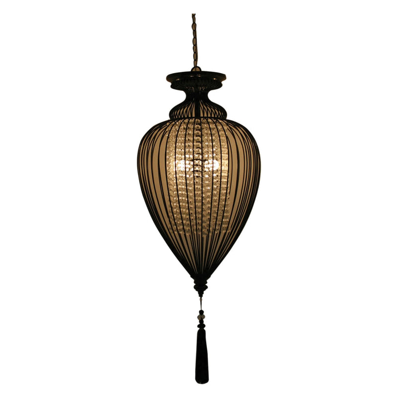 Pendente Indian Preto e Transparente (d)34cm (a)64cm  1xe27 40w - GX008 - Bella Iluminação