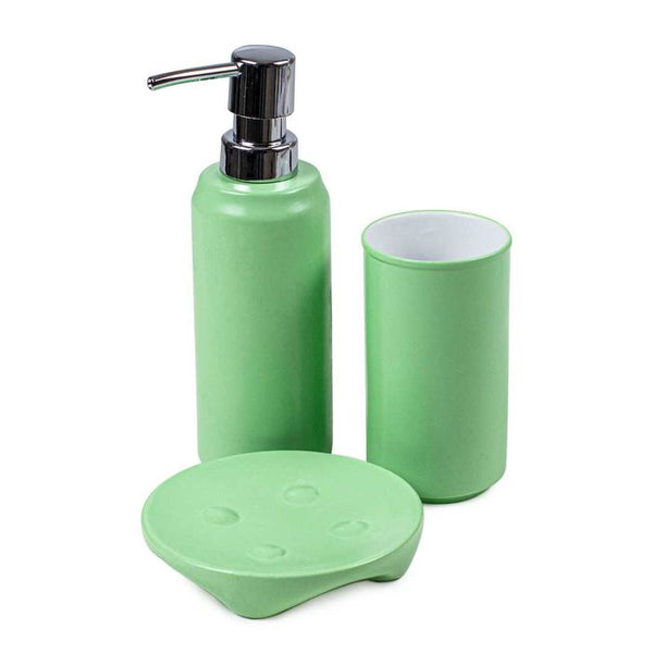 Kit Acessórios em Cerâmica para Banheiro 3 Peças Verde ST2267