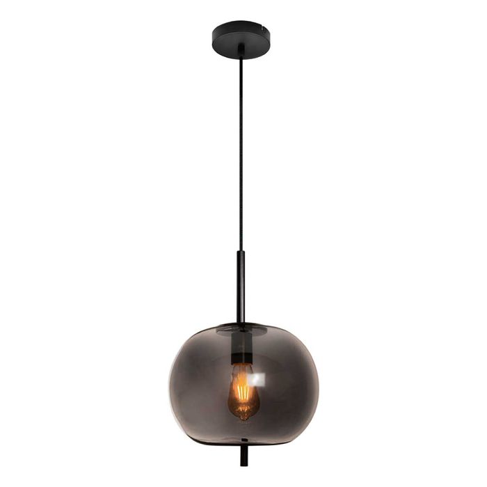 Pendente Tres Preto e Fume 30cm Bella HC016 para 1x E27 ST2414