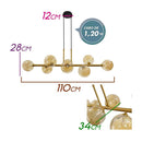 Pendente Abaporu em Metal cor Bronze c/ 8 Cúpulas de Vidro P/ G9 HL004G Bella ST1863