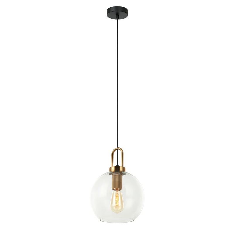 Pendente Guri Bronze e Preto e Transparente (d)25cm (a)23cm  1xe27 40w - HL007 - Bella Iluminação