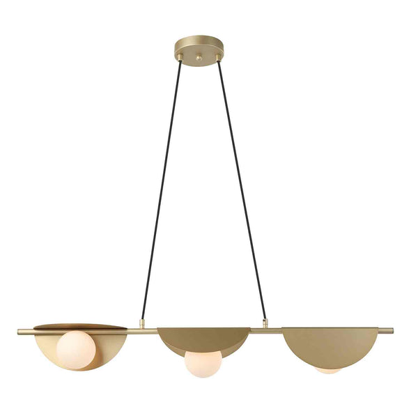 Pendente Cacau Dourado e Branco (c)14cm (l)98.5cm (a)13cm  3xg9 75w - HL010 - Bella Iluminação