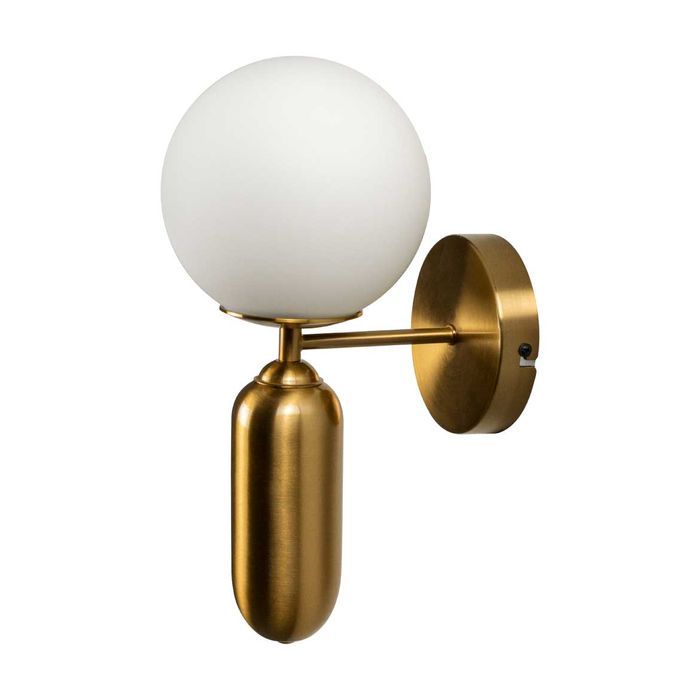 Arandela Cuíca Bronze Globo Vidro Branco Bella HL016 ST2437