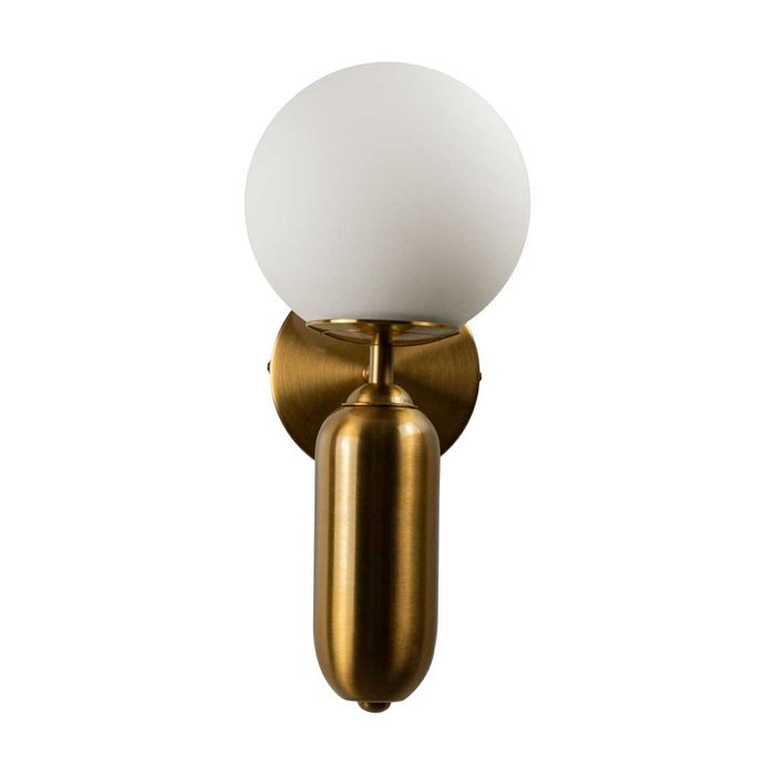 Arandela Cuíca Bronze Globo Vidro Branco Bella HL016 ST2437