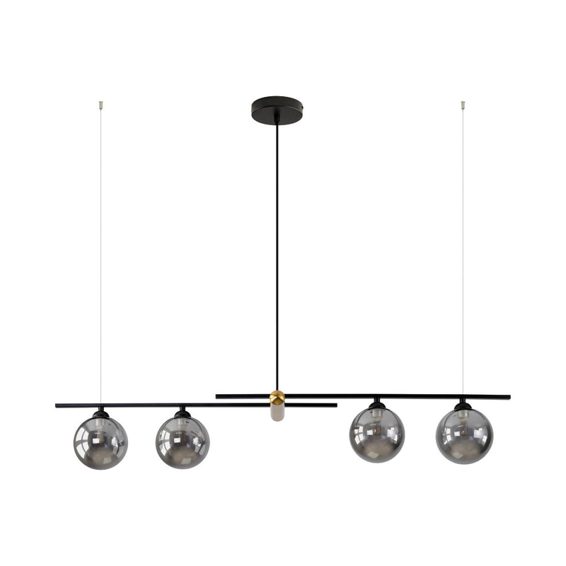 Pendente Bambu Preto HL017LB 98cm Globos Vidro P/ G9 Bella ST2708