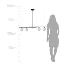 Pendente Bambu Preto e Dourado HL017LW 98cm Globos Vidro P/ G9 Bella ST2708