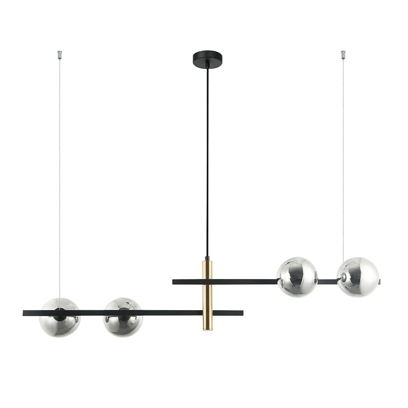 Pendente Bambu Preto  (c)104cm (l)31.5cm (a)22cm  4xg9 100w - HL018 - Bella Iluminação