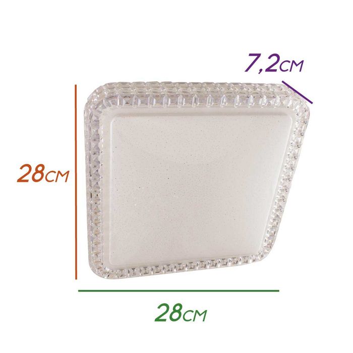Plafon LED Acrilico Efeito Estrelado 28x28cm Orion ST1382
