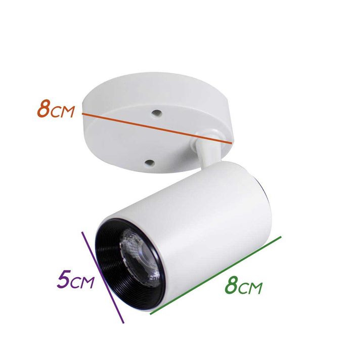 Spot Sobrepor Branco LED 7W Para Teto e Parede ST749