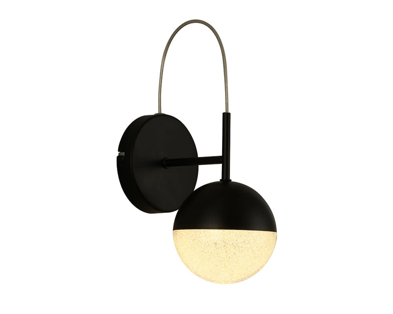 Arandela Media Luna Preto e Transp (d)12cm (l)cm (a)27.5cm  1x6w 3000k 300lm - HM004B - Bella Iluminação