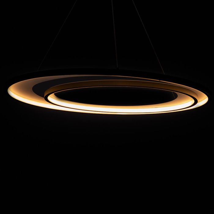 Pendente Loop Preto e Branco 62cm Led 48w HM009WB Bella ST2552
