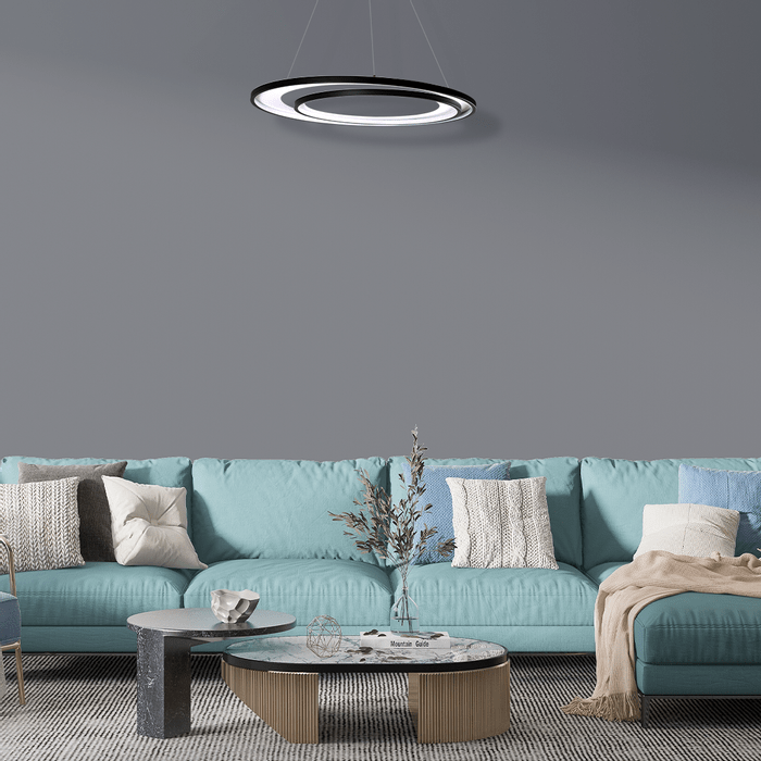 Pendente Loop Preto e Branco 62cm Led 48w HM009WB Bella ST2552