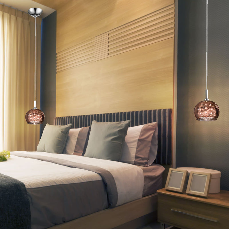Pendente Soho Cromado e Transparente e Cobre (d)16cm (a)13cm  1xg9 25w - HO7613CO - Bella Iluminação